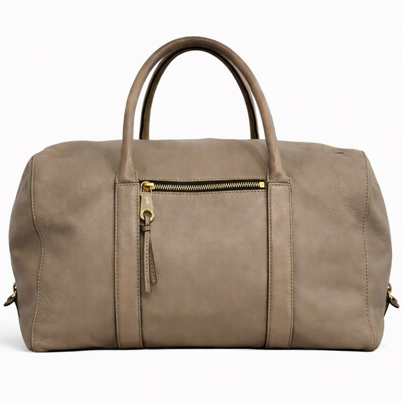 Chloe Handbags - Chloé Madeleine Taupe Smooth Leather Medium Size Boston Duffle Bag